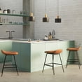 thumbnail image 3 of Simpli Home Dafney Contemporary 24 inch Counter Height Stool (Set of 2) in Camel Brown Vegan Faux Leather, 3 of 12