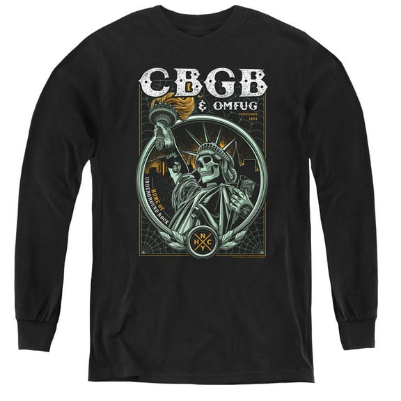 CBGB Liberty Skull Youth Long Sleeve T-Shirt Black