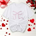 thumbnail image 2 of yillto Womens Tshirts Short Sleeve Bow Printed Round Neck 2025 Summer Trendy Tee Tops for Valentine's, 2 of 4