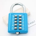 thumbnail image 2 of Stainless Steel Padlock with 10 Digit Combination Password Lock，Keyless for Sports Field and Locker Room (Blue), 2 of 5
