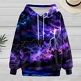 thumbnail image 4 of Fshinging Unisex Color Block Print Graphic Oversize Hoodie Men Women Loose Casual Hooded Sweatshirt Purple L, 4 of 7