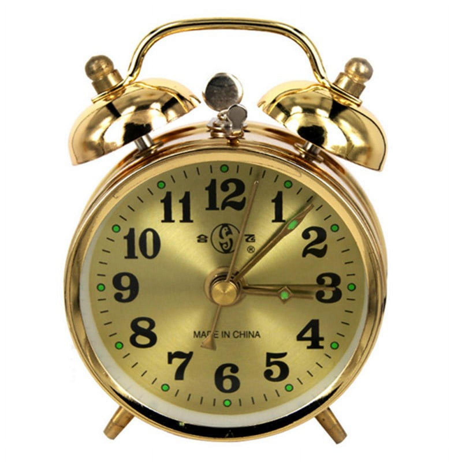 LITTLE HOME Retro Mechanical Alarm Clock 2.8in Twin Bell Alarm Clock with Mechanical Wind Up Spring,No Snooze,Battery Operated,for Bedroom,Bedside,Loud Bell for Heavy Sleepers,Gold