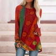 thumbnail image 2 of FAIWAD Tuniques Grande Taille pour Femmes Manches Longues Col Rond Style Ethnique Imprimé Confortable Pull Ample, 2 of 5