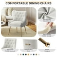 thumbnail image 4 of SEYNAR Elegant Tufted Upholstered Dining Chairs Set of 6, Velvet Side Accent Chair with Golden Legs for Dining Room,Vanity Chair(White), 4 of 9