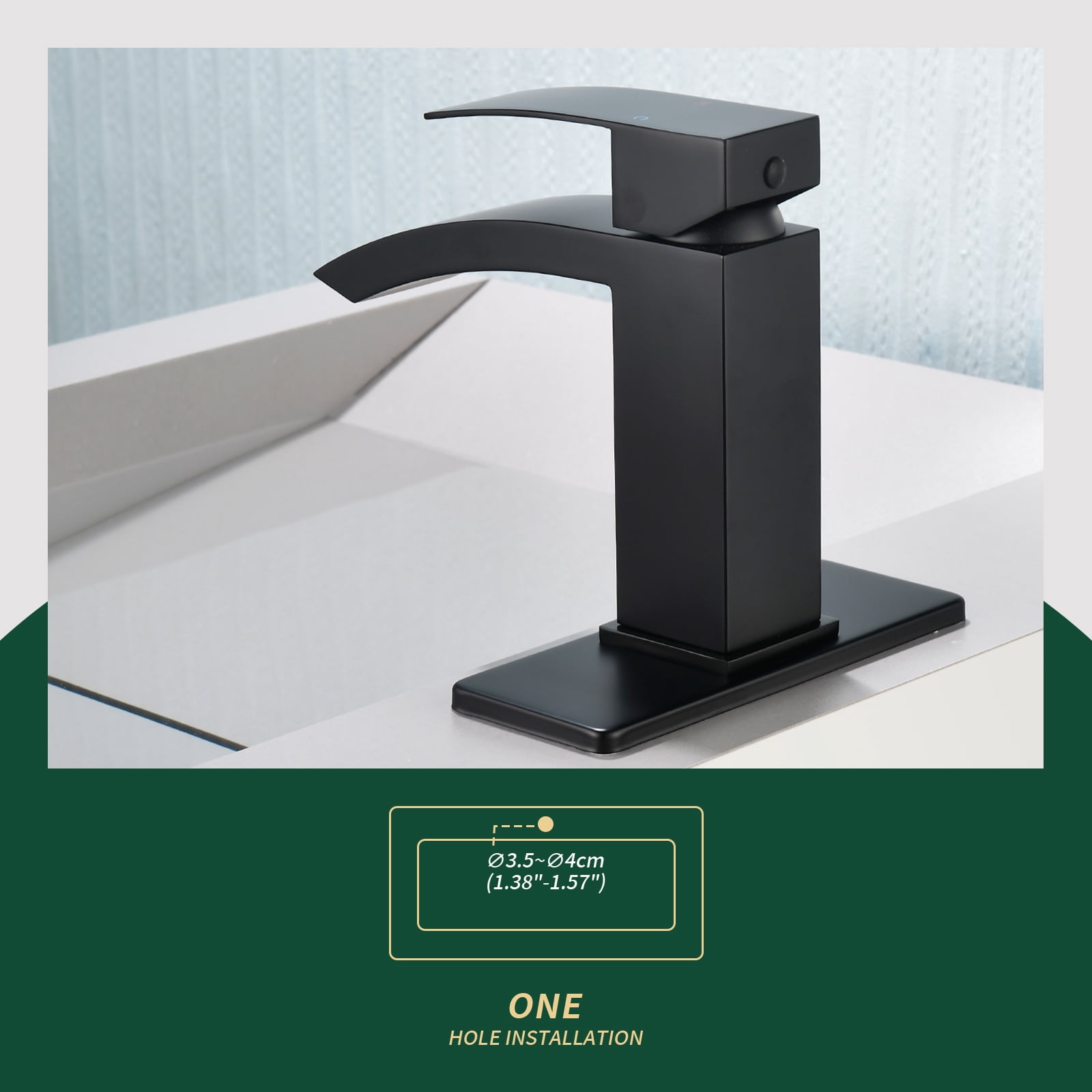 Cobbe Single-Handle Bathroom Sink Faucet for Vanity Single-Hole Installation with Low-Arc Spout and Pop-Up Drain Matte Black