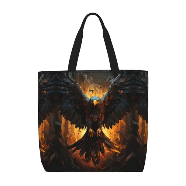 Fotbe Cool Black Eagle Bolsa Tote con Estampado para Mujer, Bolsos con Cremallera, Bolsa de Hombro Casual de Gran Capacidad con Bolsillos Internos