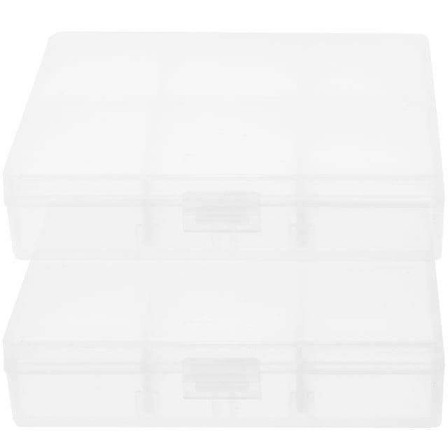 SHOWERORO 2Pcs Clear Photo Box Storage Organizer Plastic Container for Desktop Parts and Accessories