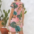 thumbnail image 4 of PEZHADA Womens Popular Dresses V-Neck Short Sleeved Flower Printed Drawstring Dresses, 4 of 9