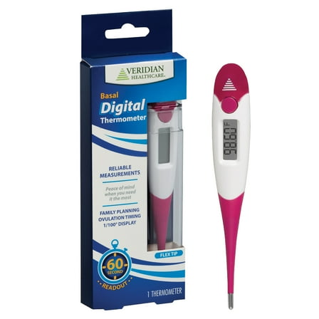 Veridian 60-Second Basal Digital Thermometer | Natural Family Planning Aid | Results to 1/100 Degree