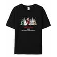 thumbnail image 5 of T Shirts for Women Short Sleeve Cotton Crewneck T-Shirt, Happy Holidays Red Green Xmas Tree Tee Tops Casual Basic T-Shirts, XS-5XL Black L, 5 of 7
