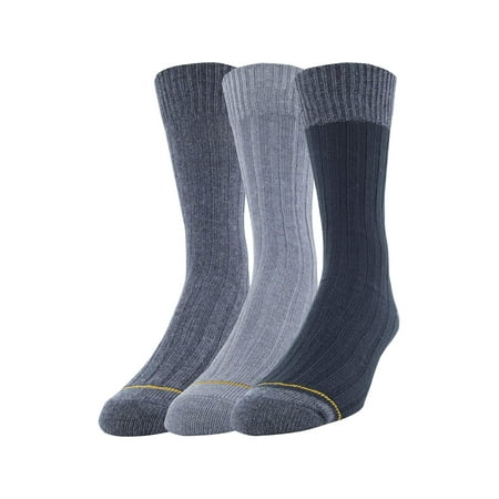 GT Goldtoe Men's Cotton Rib Dress Casual Socks, 3-Pack