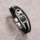 thumbnail image 1 of Brazaletes de de cuero de moda con brazalete de cierre de aleación Negro Hugo Pulsera trenzada, 1 of 9