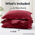 thumbnail image 4 of Ameha 3 Piece Reversible Quilt Set Ultra Soft Floral Coverlet Microfiber Bedding Set Cal.King Burgundy All Season, 4 of 11
