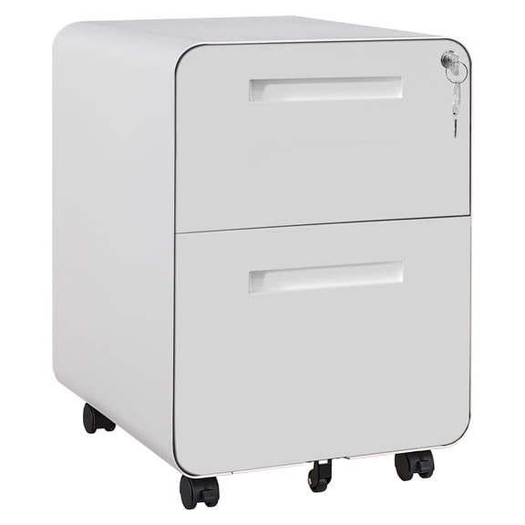 Ataucjin Secure 2-Drawer Mobile File Cabinet with Lock, Under Desk Metal Filing Cabinet for Home Office, Rolling Office Storage Fits Letter/Legal/A4 Files