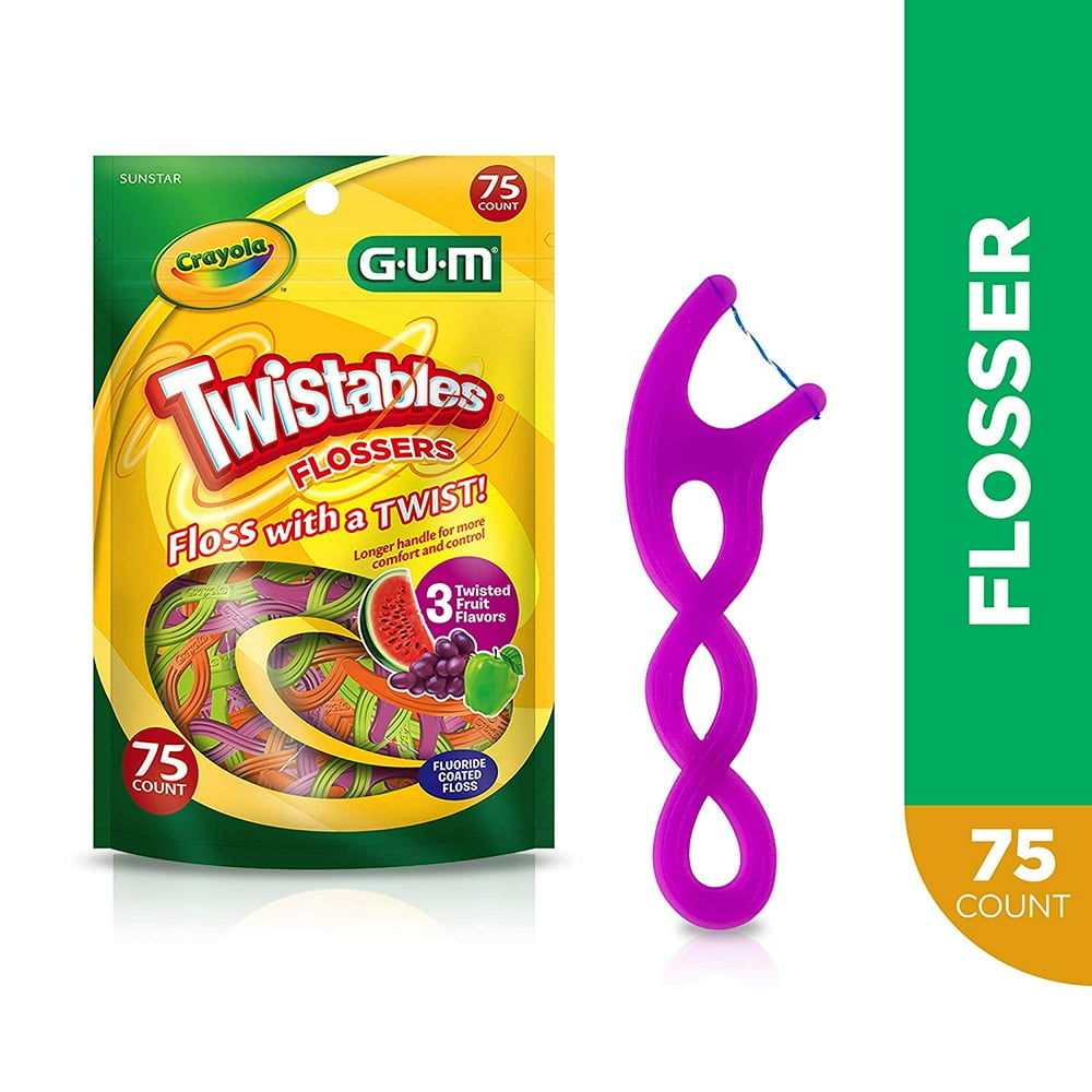 Sunstar GUM Crayola Twistables Flossers, 75 count