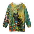 thumbnail image 5 of Xoenoiee Cat Butterfly Flower Print Girls' Long Hoodies Kids Long Sleeve Hooded Tunic Dresses Sweatshirts Outfits Jumpers Pullover Warm Fall Winter Clothes with Pocket, 9-10 Years, 5 of 7