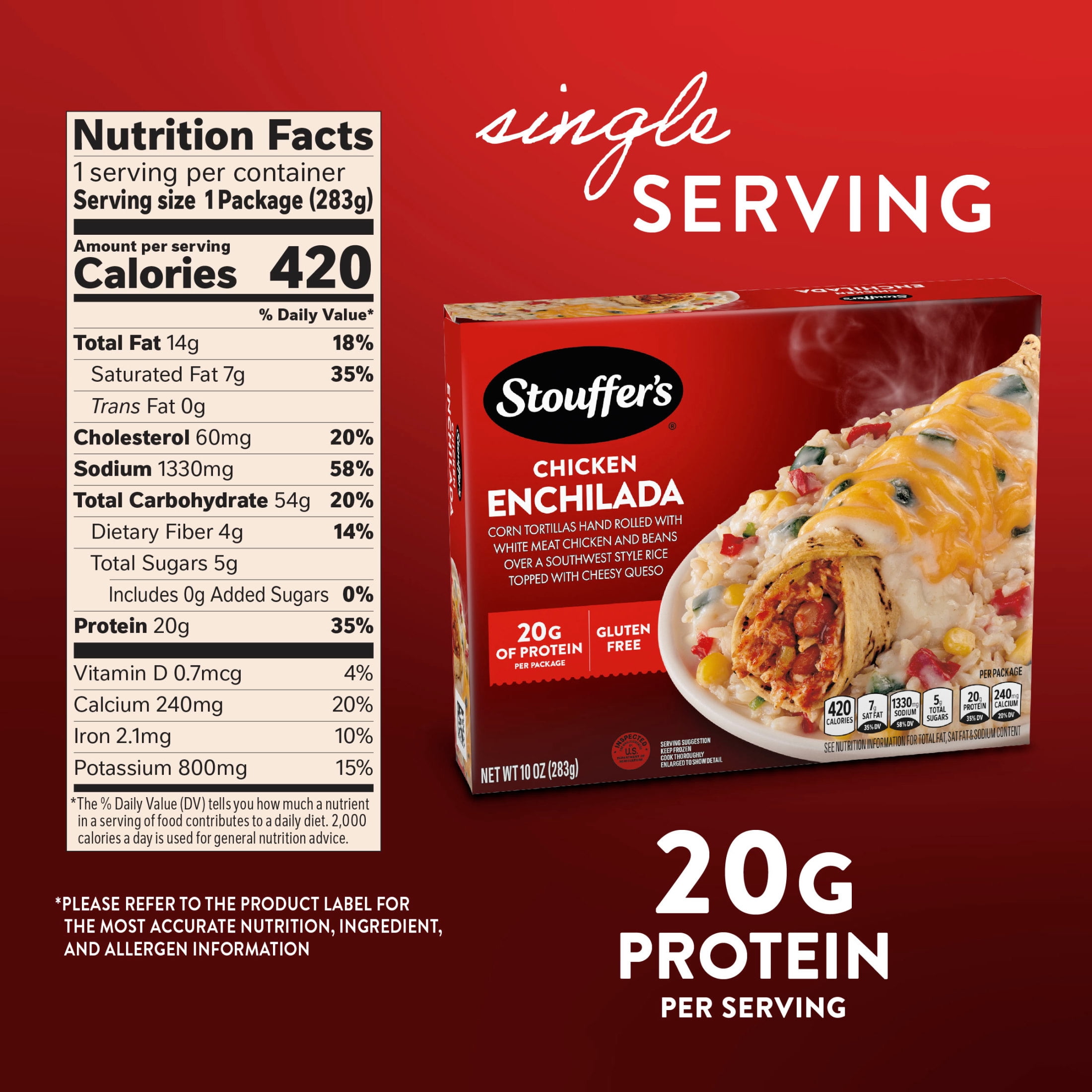 Stouffer’s Chicken Enchilada, Single Serve, Frozen Enchilada, Single Frozen Meals 10 oz