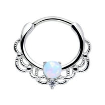 Body Candy Womens 16G 316L Steel Daith Tragus White Accent Loop Nose Ring Cartilage Septum Clicker 10mm