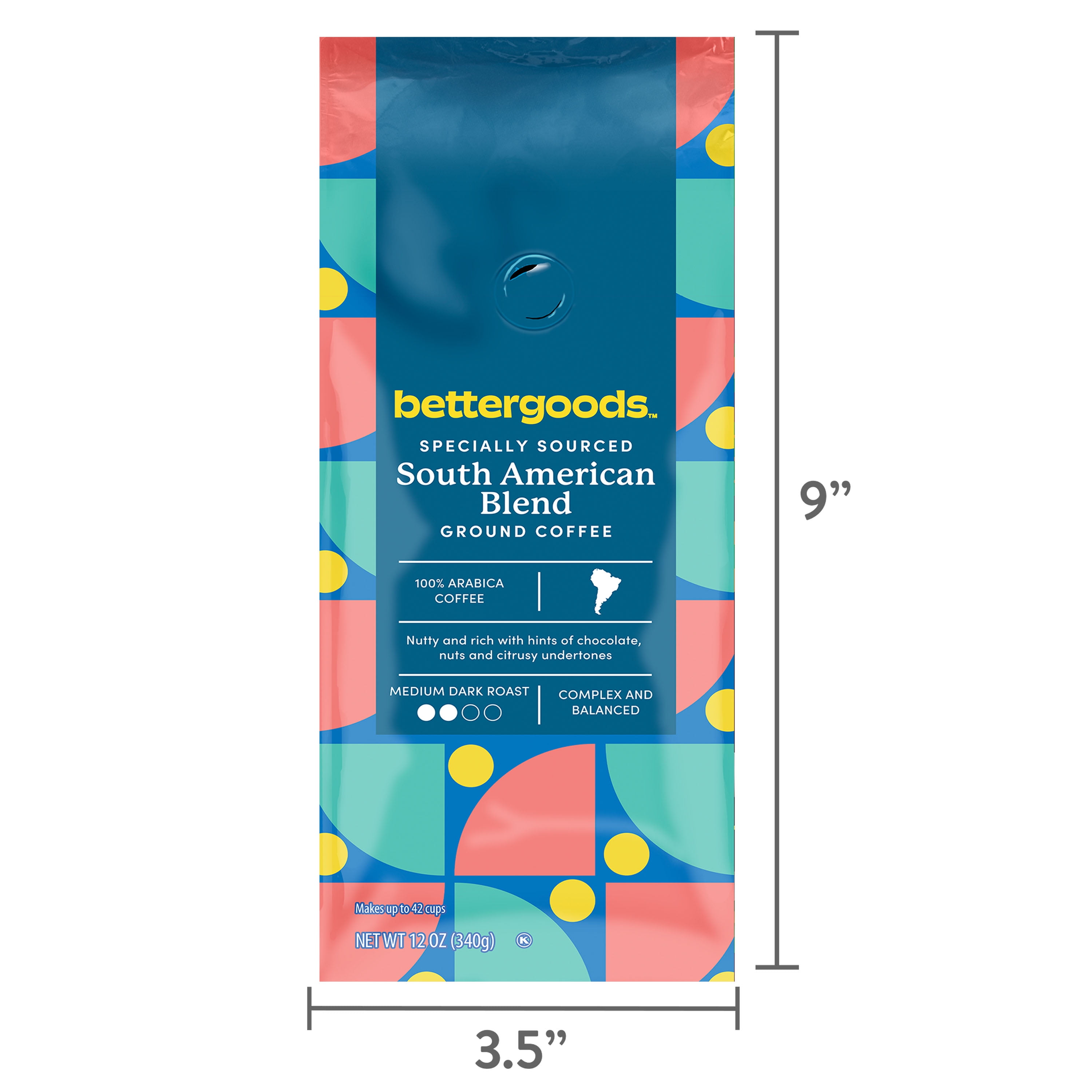 bettergoods Specialty Blend South American Ground Coffee, Medium Dark Roast, 12 oz
