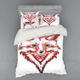 thumbnail image 1 of Ambesonne Fox Bedding Set 4 Pcs, Patterned Animal, Queen, Dark Coral Green White, 1 of 3