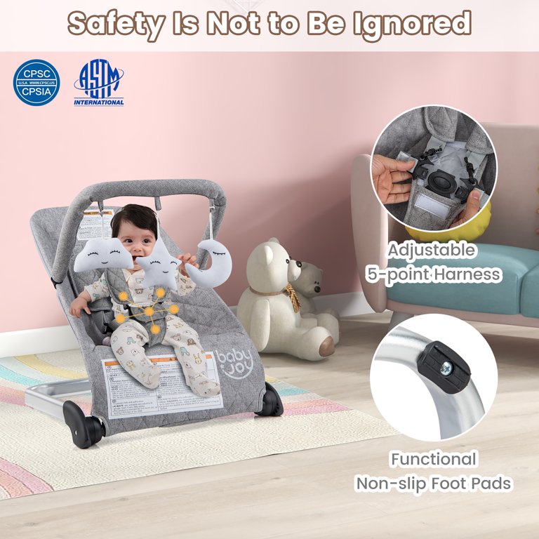 Gymax Portable Infant Bouncy Baby Bouncer, Foldable Rocker