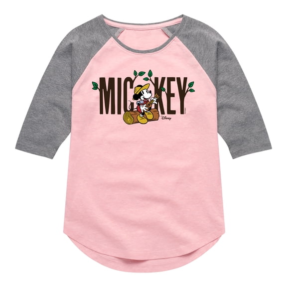 Disney - Mickey & Friends - Campfire Singing on a Log - Toddler And Youth Girls Raglan Graphic T-Shirt