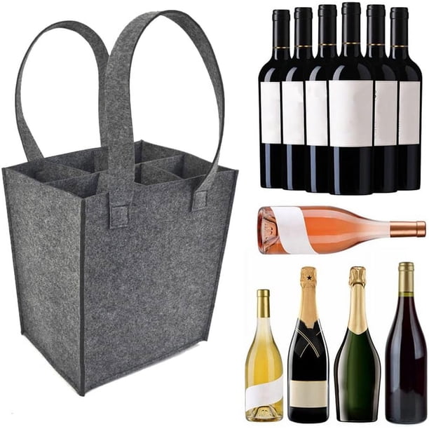 Bolsa de vino para 6 botellas, bolsa de comestibles reutilizable para viajes, campamentos y picnics (tamaño: 9,45x6,3x11 pulgadas)