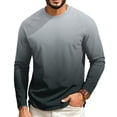 thumbnail image 2 of GrmtClth Mens T-Shirts Dual Tone Gradient Ombre Long Sleeve Crewneck Tops All Over Fade Dye Soft Stretch Blend Fashion Pullover Shirts Dark Gray M, 2 of 7