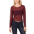 thumbnail image 4 of bar III Womens Polka-Dot Mesh Pullover Blouse, Red, X-Small, 4 of 4