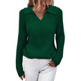 thumbnail image 4 of Women's Knitted Sweater, Fashion Slim Women's Lapel Sweater Comfortable For Home Office, 4 of 5
