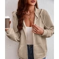 thumbnail image 6 of NJWS Womens Zip Up Hoodie Oversized Sweatshirt Drawstring Waffle Hooded Jackets Casual Daily Outfits With Pockets, 6 of 6