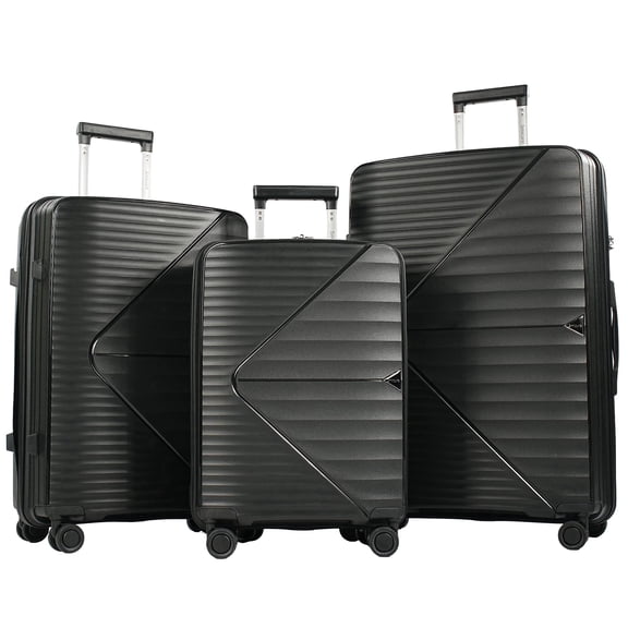 Smicure Luggage Sets 3 Piece with Spinner Wheel, Hardside Suitcase Set with TSA Lock, Lightweight Travel Luggage for Men and Women, Black