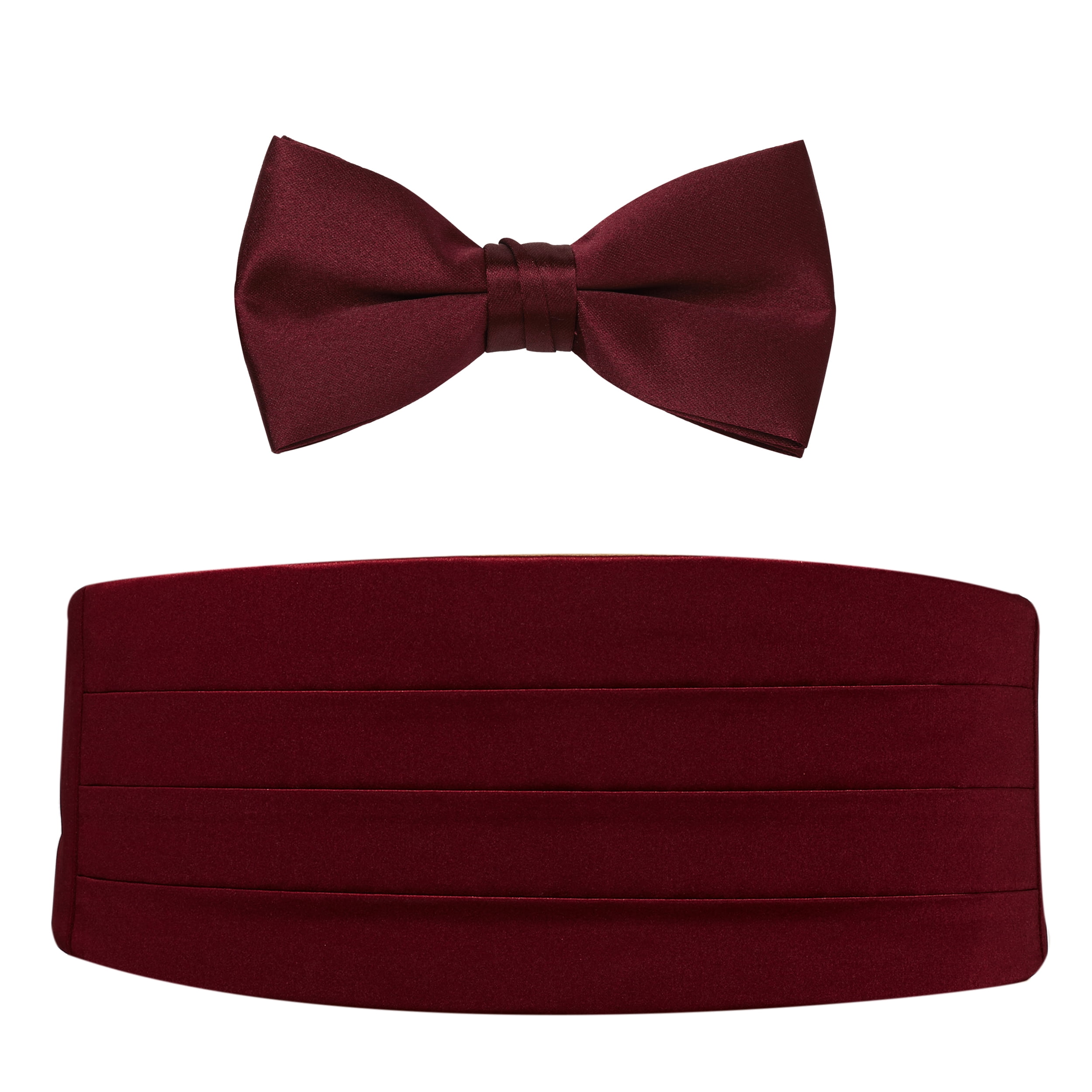 Burgundy Satin Bow Tie & Cummerbund Set