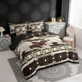 thumbnail image 3 of Erosebridal Brown Cow Print Twin Bedding Sets, Rustic Farmhouse Bedding Comforter Set, Beige Aztec Decor, Black Reversible 7-Piece, 3 of 6