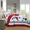 thumbnail image 3 of 3-Piece Cozy Winter Red Cardinals Christmas Quilt Bedspread Set – Festive Holiday Bedding, Ultra-Soft Polyester, Queen/King Size ME509, 3 of 7