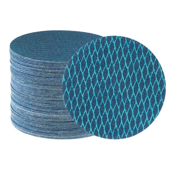 70 Packs Diamond Shape Sanding Discs 5 Inch 80 Grit Hook and Loop Blue Rhomb Sandpaper Fish Scale