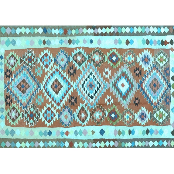 Ahgly Company Indoor Rectangle Oriental Light Blue Traditional Area Rugs, 2' x 5'