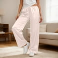 thumbnail image 2 of Satin Pants For Women Silk Wide Leg Pants Low Waist Baggy Pants Lounge Bottoms, 2 of 5