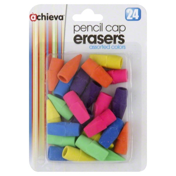 Officemate Achieva Pencil Eraser Caps, 24 in a Pack, Assorted Colors