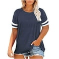 thumbnail image 5 of Plus Size Women's Summer T-Shirts V Neck Raglan Sleeve Color Block Casual Loose Fit Soft Polyester Cotton Blend Tops for Daily Wear Party Machine Washable, 5 of 6