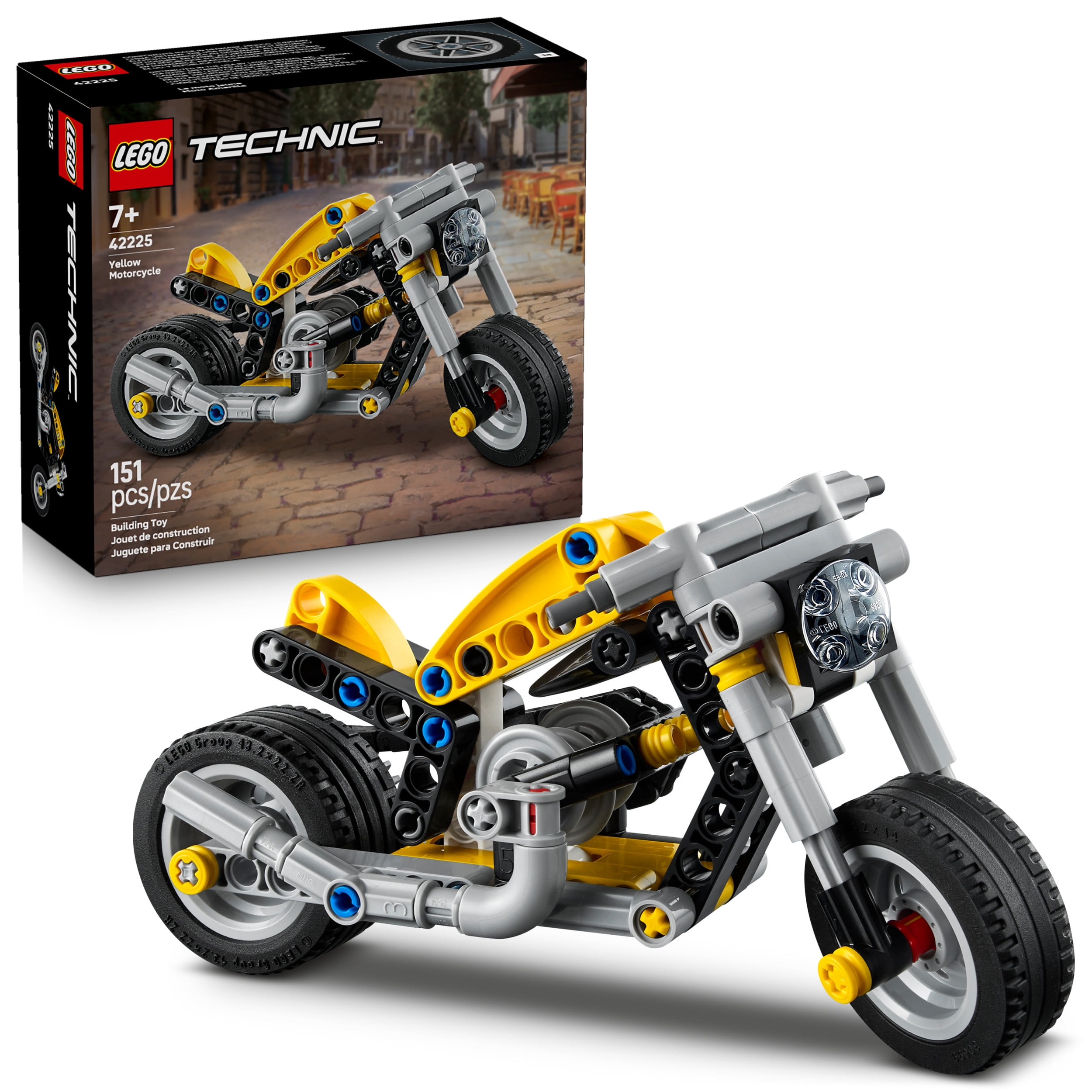 LEGO Technic Yellow Motorcycle Toy - Building Toy for Boys & Girls, Ages 7+ - Model Kit with Detailed Features - Bedroom Decor for Kids - Gift for Birthdays - 42225