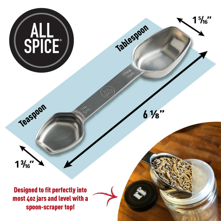 Single 1/8 Teaspoon (tsp) Measuring Spoon, Heavy-Duty Stainless Steel,  Narrow, Long Handle Design Fits in Spice Jar, Set of One 1/8 Tea Spoon