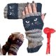 thumbnail image 1 of Guantes Punto Sin Dedos Para Mujer Un Bonito Bordado Gato, Cálidos Y Negros, Aptos Par Pantalla Táctil, Con Que Gotean, Informal, Bonitos, Incluye Clip Bola De Nieve Forma Muñeco Navy Blue, 1 of 7