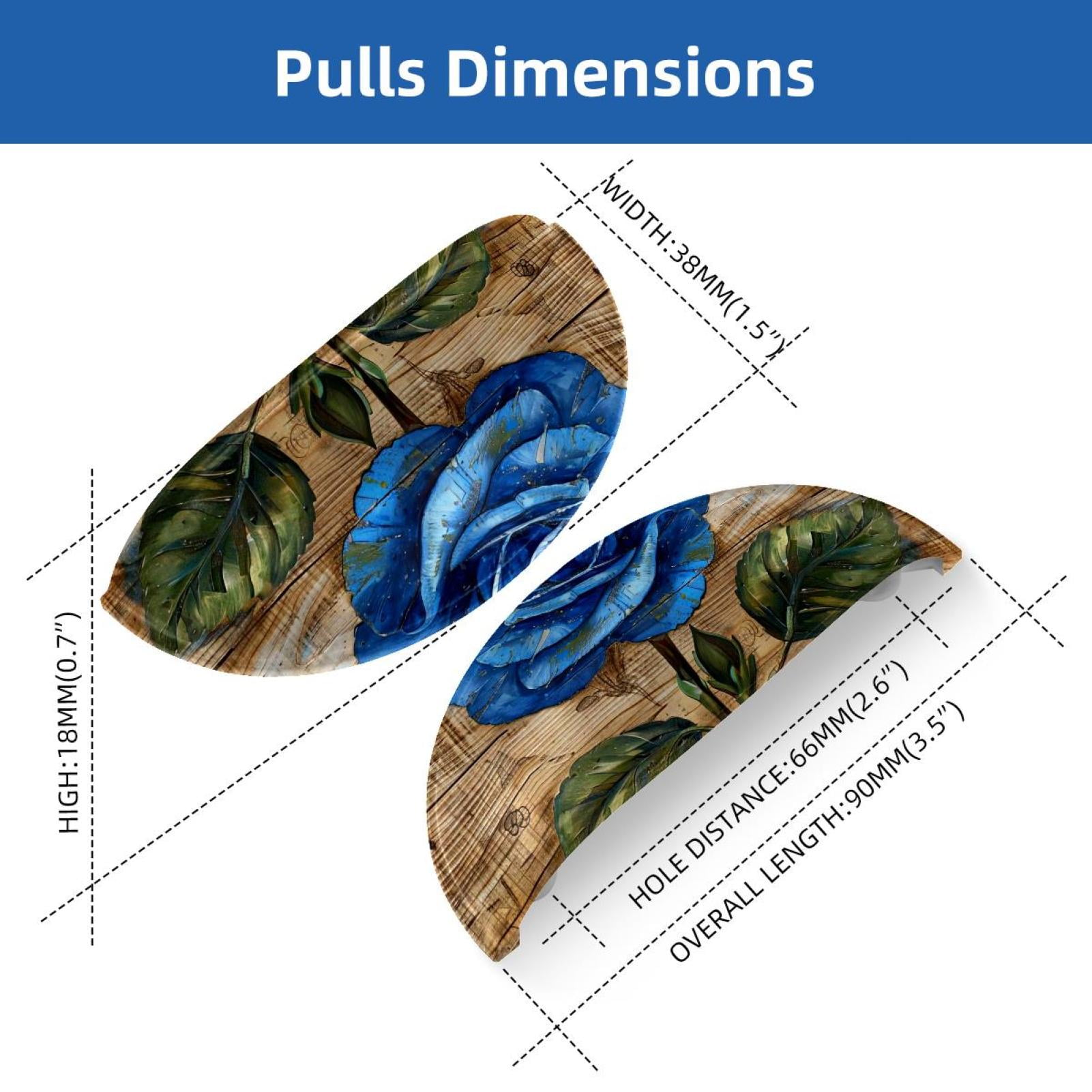 PhooArto 6 Pcs Cup Drawer Pulls, Blue Rose Rustic Wood Plank Shell Shape Handles Cabinet Knobs for Dresser Cupboard Closet Wardrobe with Screws