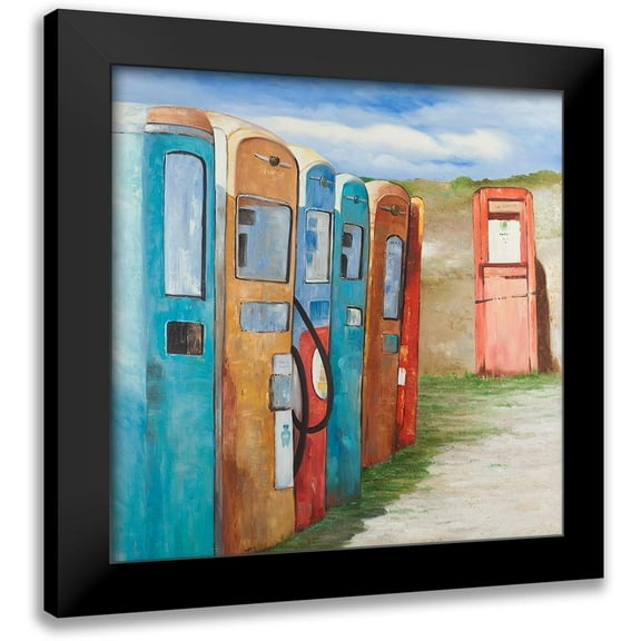 Atelier B Art Studio 12x12 Black Modern Framed Museum Art Print Titled - OLD GAS PUMPS