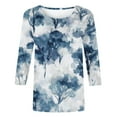 thumbnail image 5 of ICHUANYI Clearance Women's Fashion Printed Loose T-shirt 3/4 Sleeves Blouse Round Neck Casual Tops(Blue, XXL) ICHUANYI WER2023081403390, 5 of 5