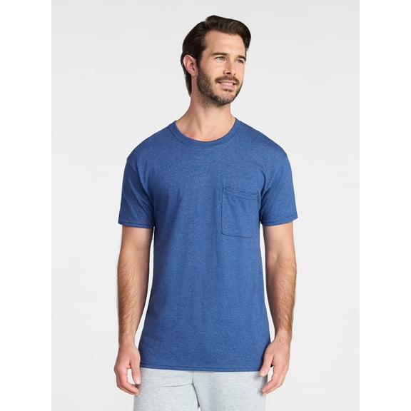 Athletic Works Men's and Big Men's Cotton Pocket Tee, Sizes S-5XL and Tall Sizes