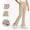 Beige, variant on Girls Split Flare Pants Solid Color High Waist Stretchy Yoga Trousers Kids Casual Slim Comfy Long Pants Navy 12-13 Years