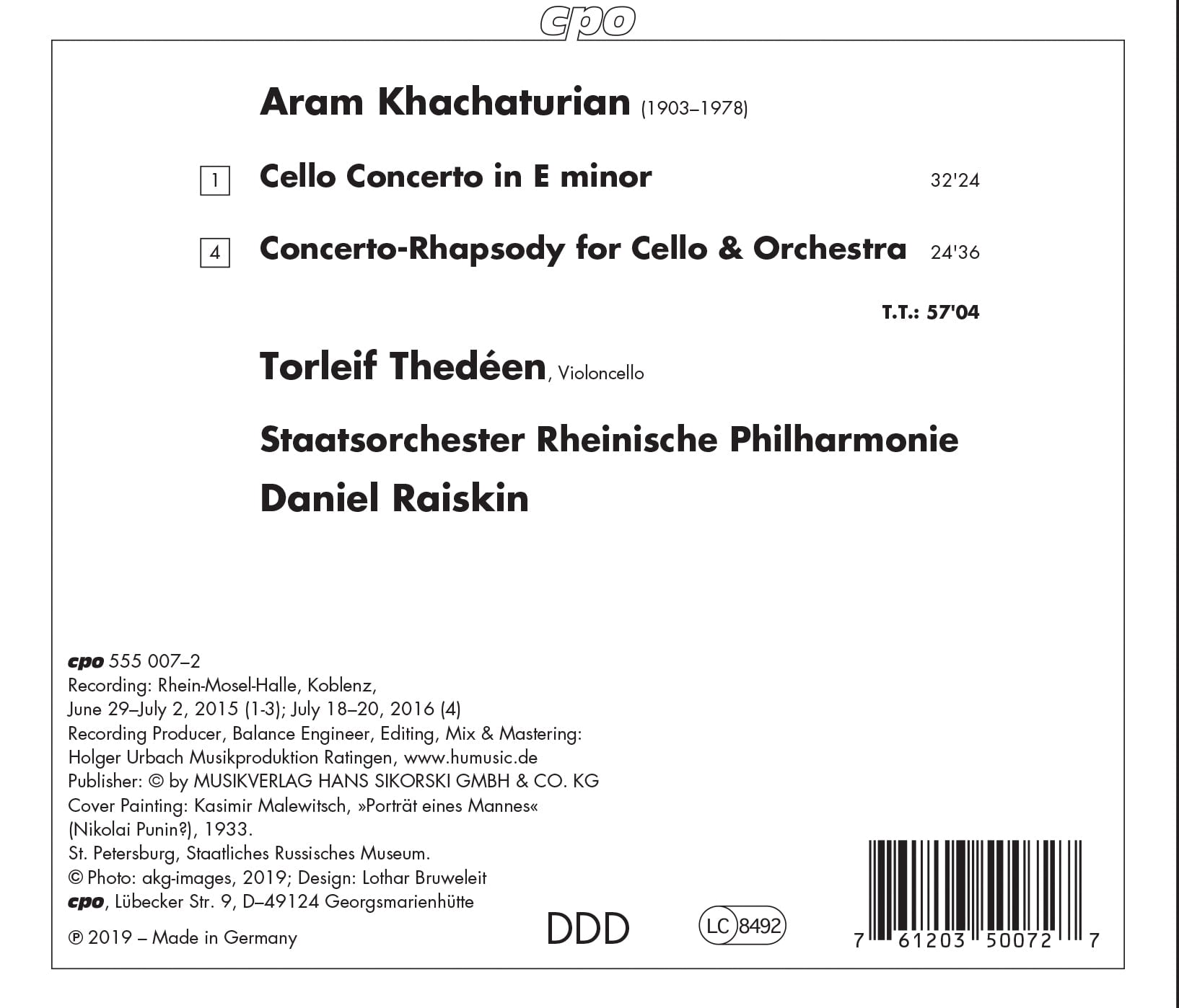 Khachaturian / Thedeen - Cello Concerto / Concerto Rhapsody - Music & Performance - CD