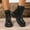 Black, variant on Heisall Womens Winter Casual Fashion Boots High Top Flat Sole Slip-Resistant Lace-Up Lined Warm Short Boots British Style